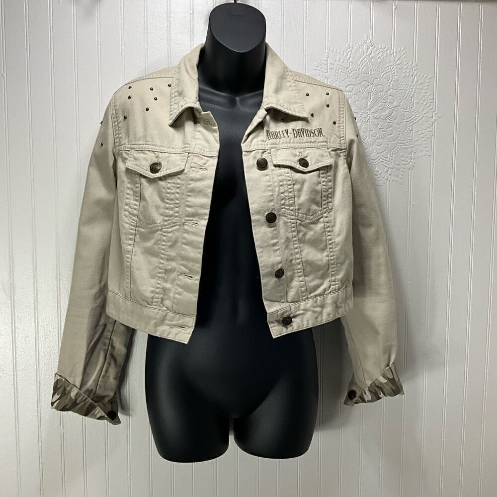 HARLEY-DAVIDSON Tan Crop Studded Jacket